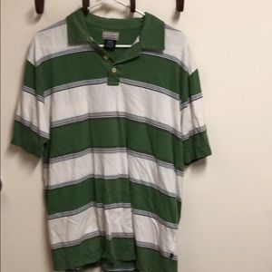 Men’s Collared Tee green/blue/white/brown stripe